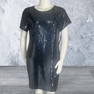 Bebe Plus Size 1X Bling Shirt Short Sleeve Dress Cocktail Holiday